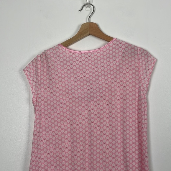 Miss Elaine nightgown women Small cap sleeve pullover pink V neck ruffle bottom - Picture 6 of 8